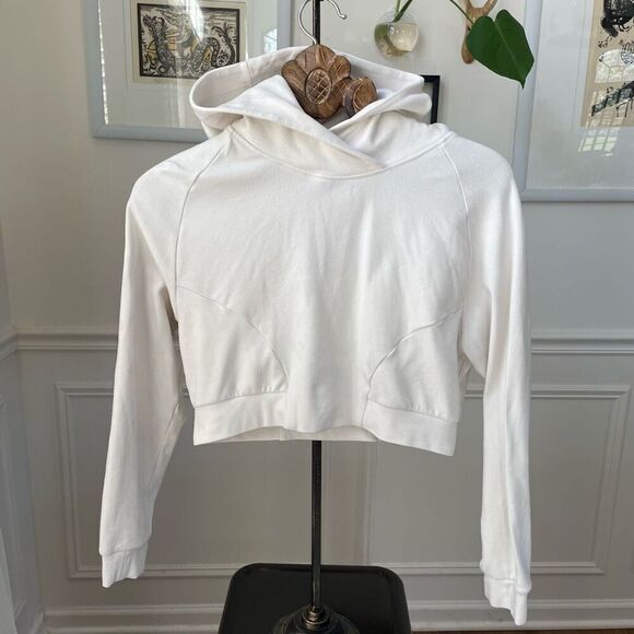 Alphalete Cropped White Hoodie Sweatshirt Logo s - Picture 1 of 7
